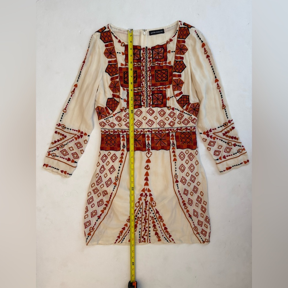 Antik Batik Cream Embroidered Mini Dress – Boho Festival Vibe - Picture 13 of 14